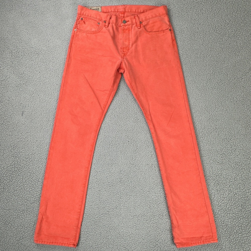 Polo Ralph Lauren Varick Slim 625 Pants Men 32x32 Elite Orange Canvas Button Fly